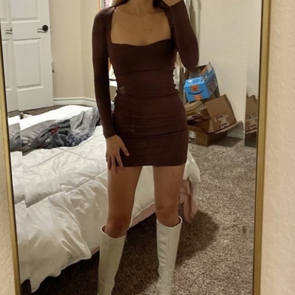 Princess Polly Nolan Mini Dress Brown - Picture 3 of 3